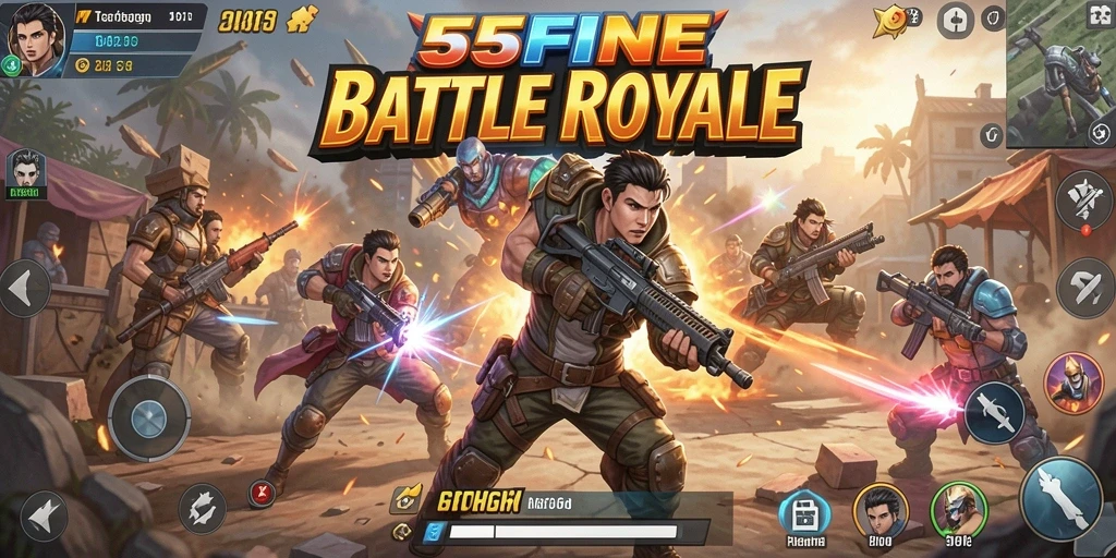 Tampilan gameplay seru di arena Battle Royale 55FIVE.