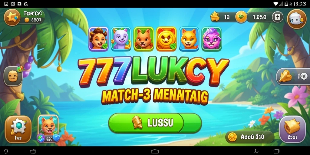 Screenshot gameplay <strong>777LUKCY</strong> menunjukkan aksi mencocokkan yang seru.