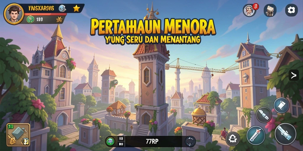 Screenshot dari gameplay Tower Defense yang penuh aksi di 77RP.