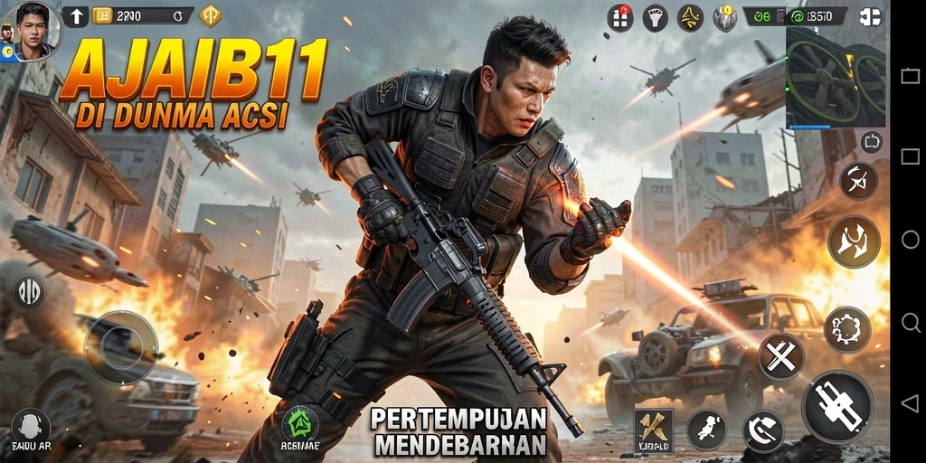 Screenshot AJAIB11 menampilkan aksi pertempuran yang intens dan grafis yang memukau.