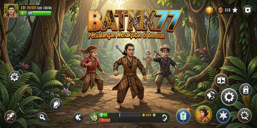 Tampilan gameplay penuh warna dan petualangan di BATIK77.
