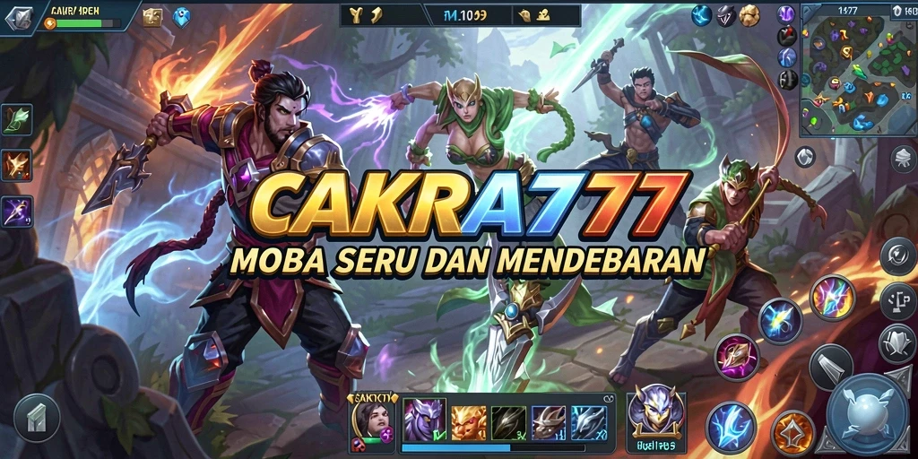 Tangkapan layar menunjukkan aksi mendebarkan dalam permainan MOBA CAKRA777.