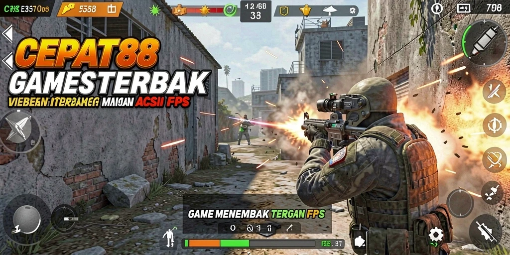 Tampilan mendebarkan dari aksi gameplay FPS di CEPAT88.