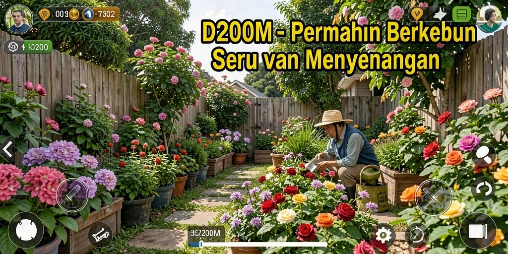 Tampilan gameplay D200M yang menyenangkan dan interaktif dalam pertanian.