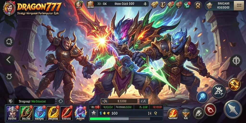 Tampilan gameplay menawan dengan pertempuran strategis intens.