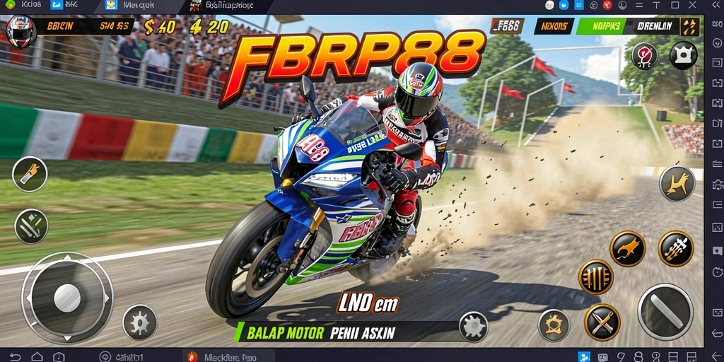 Screenshot gameplay FBRP88 menampilkan balapan motor mendebarkan.