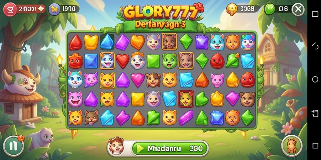 Tampilan gameplay match-3 yang seru di GLORY777.
