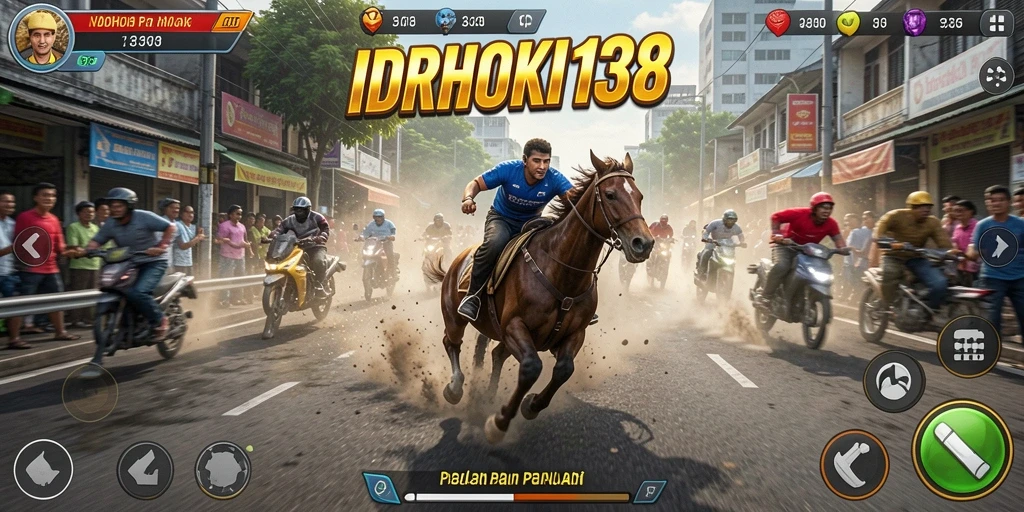 Screenshot gameplay <strong>IDRHOKI138</strong> yang menampilkan aksi balapan seru.