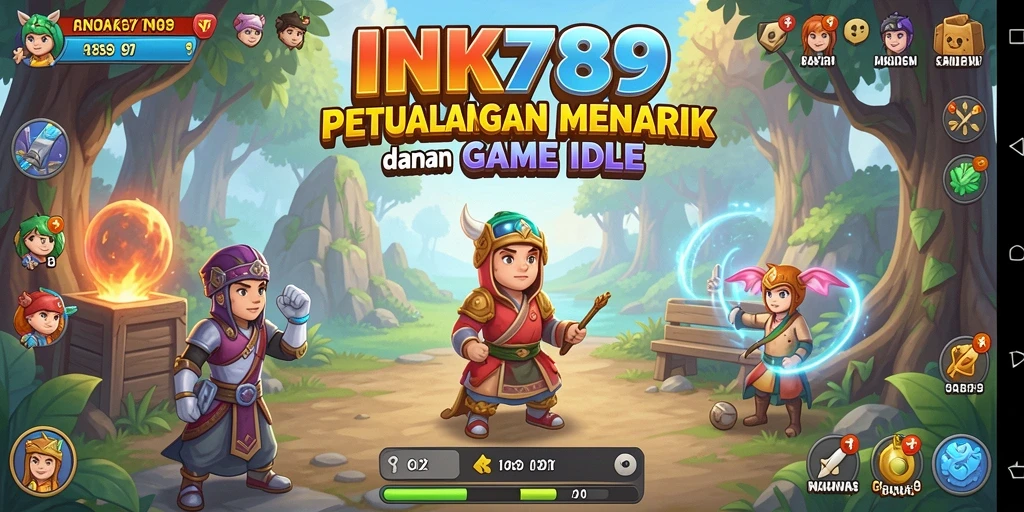 Screenshot utama INK789 menampilkan karakter yang tengah mengumpulkan sumber daya.
