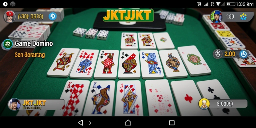 Screenshot utama JKTJKT menampilkan gameplay seru permainan Domino.