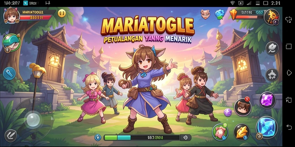 Tampilan gameplay MARIATOGEL dengan karakter anime yang keren.