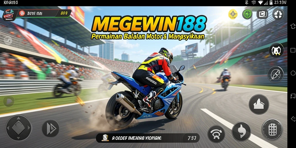 Gameplay MEGEWIN188 yang mendebarkan dalam balapan motor.