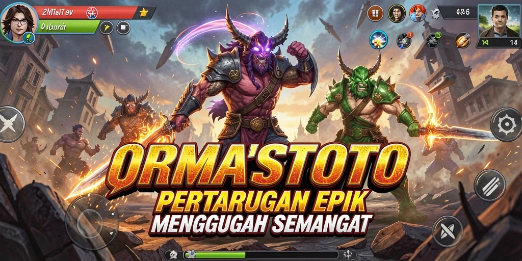 Screenshot gameplay ORMASTOTO dengan pertarungan yang mendebarkan.