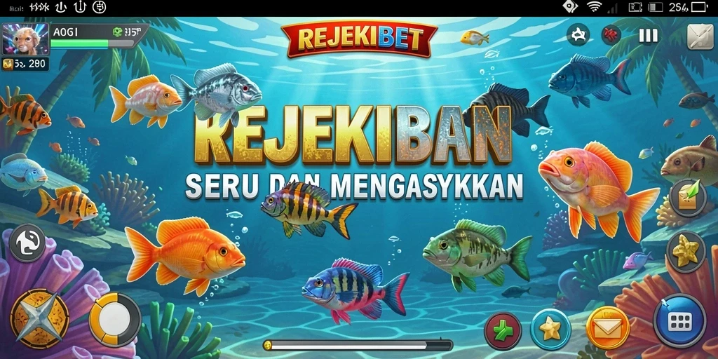 Tampilan gameplay yang menarik di REJEKIBET saat menembak ikan.