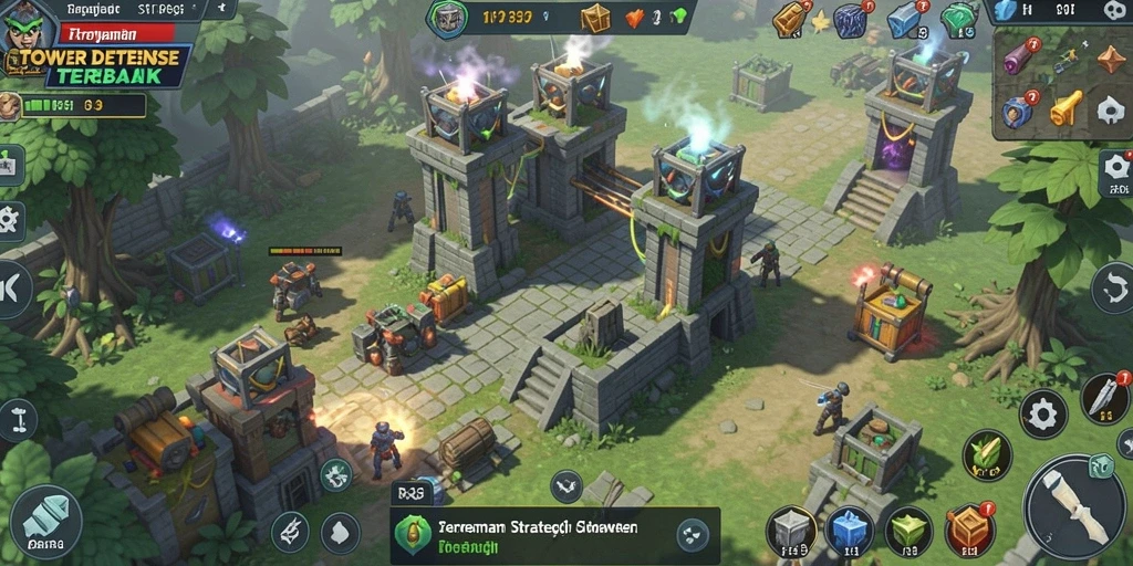 Screenshot utama RR33 menampilkan aksi seru gameplay Tower Defense.