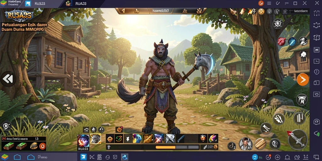 Screenshot RUSA33 menampilkan pertempuran epik dalam dunia MMORPG.