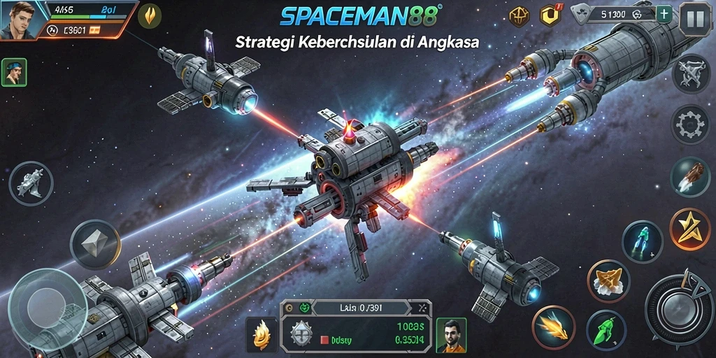 Tampilan gameplay menarik di luar angkasa dalam SPACEMAN88.