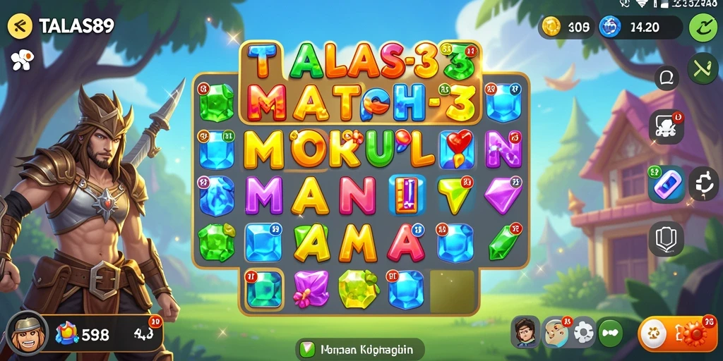 Screenshot gameplay TALAS89 yang menampilkan aksi Match-3 yang seru.
