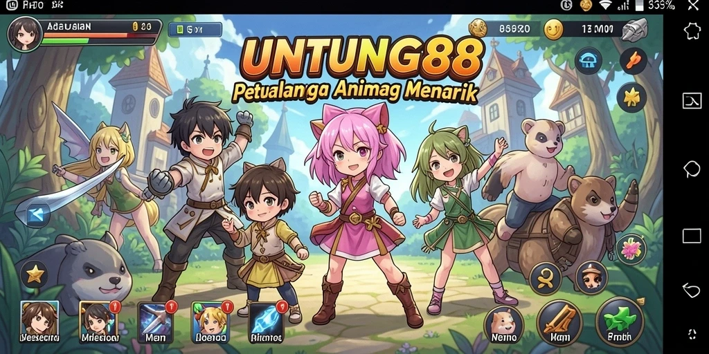 Tangkapan layar utama UNTUNG88 menampilkan aksi seru dan karakter anime.