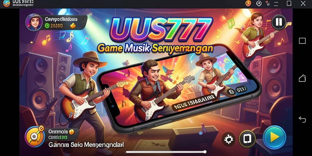 Tampilan gameplay UUS777 dengan berbagai pilihan lagu musik.
